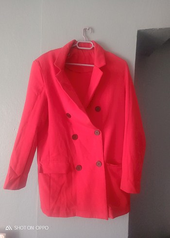 Kırmızı Düğmeli Kadın Blazer ceket