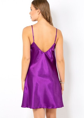 DoReMi Yırtmaçlı Dantel Detaylı Saten Gecelik - Görsel 4