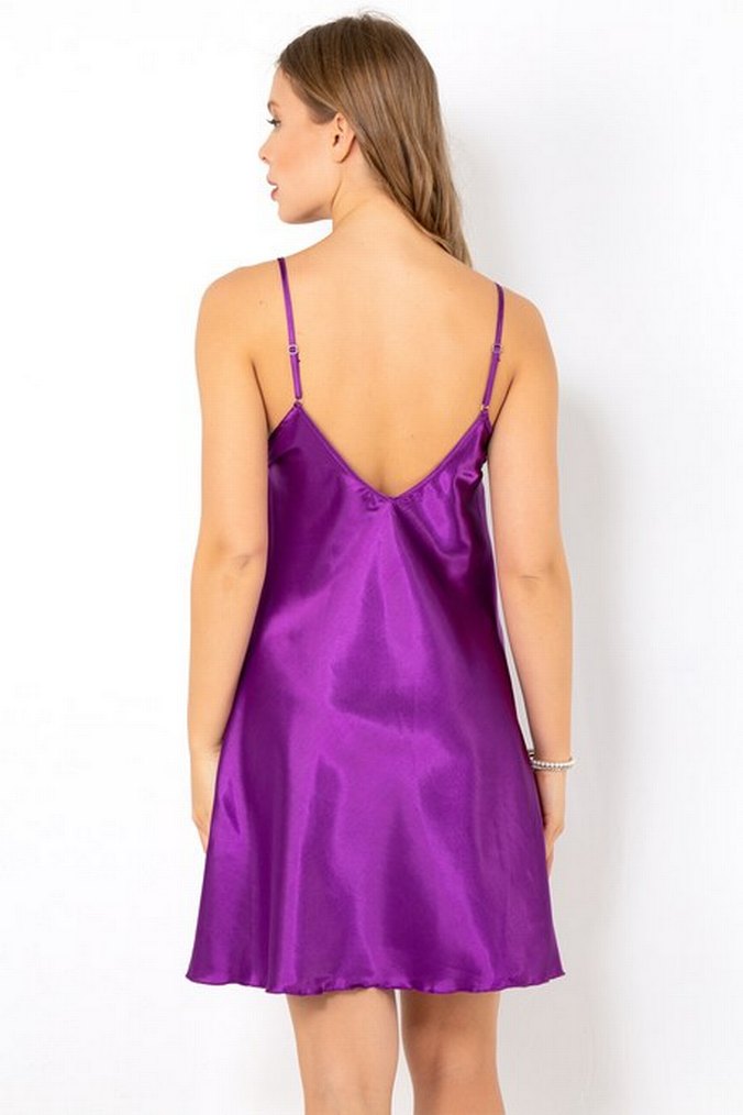 DoReMi Yırtmaçlı Dantel Detaylı Saten Gecelik - Görsel 4