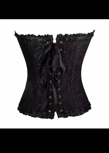 Diğer Siyah Nakışlı Straplez Gotik Büstiyer