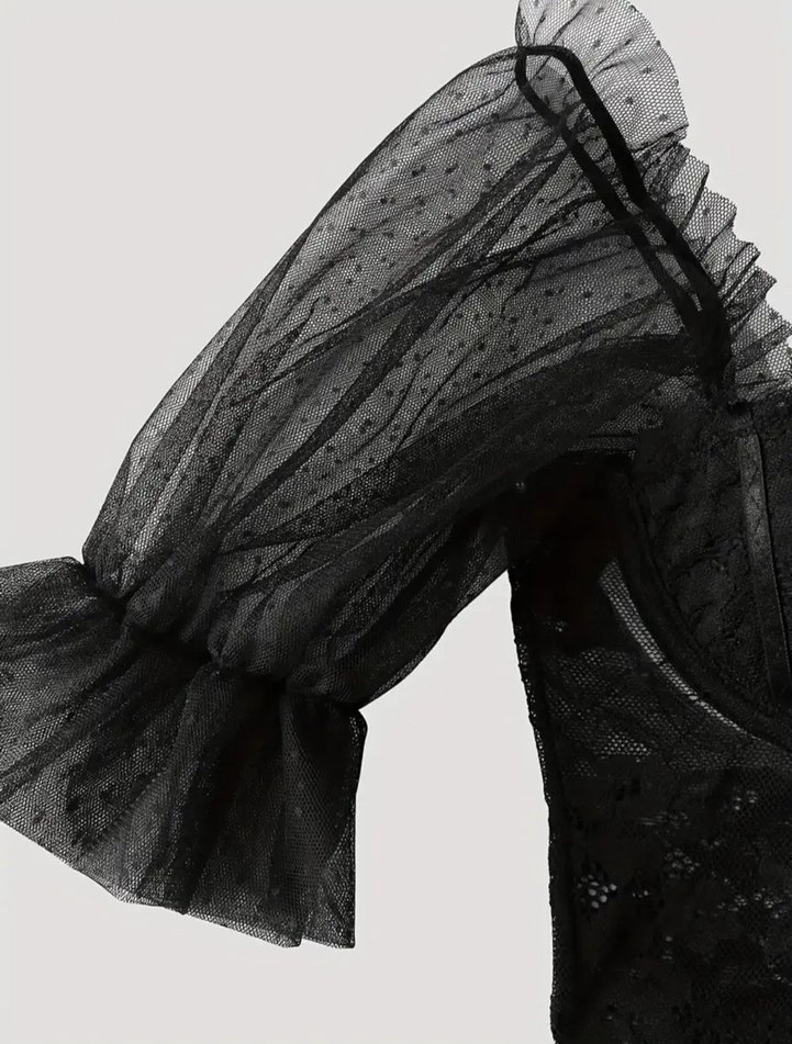 Dantelli Siyah Gotik Mini Büstiyer - Görsel 4