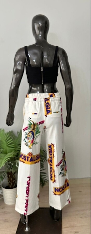 xs Beden Twist Renkli Desenli Bol Paça Pantolon