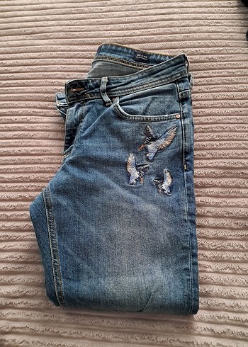 Colin's Nakışlı Mavi Kadın Kot Pantolon
