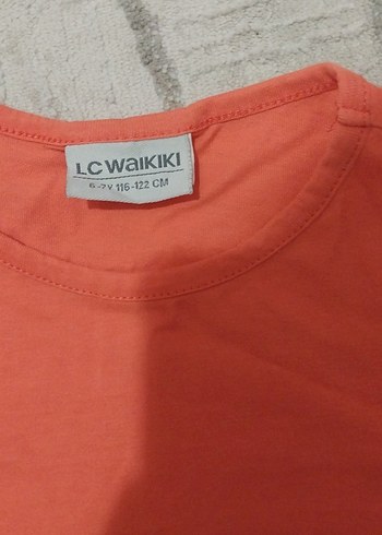LC Waikiki Turuncu Kız Çocuk Dantelli Kısa Kollu Tişört