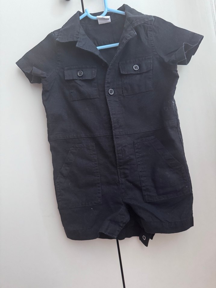 GAP marka Siyah Düğmeli keten Tulum - Görsel 3