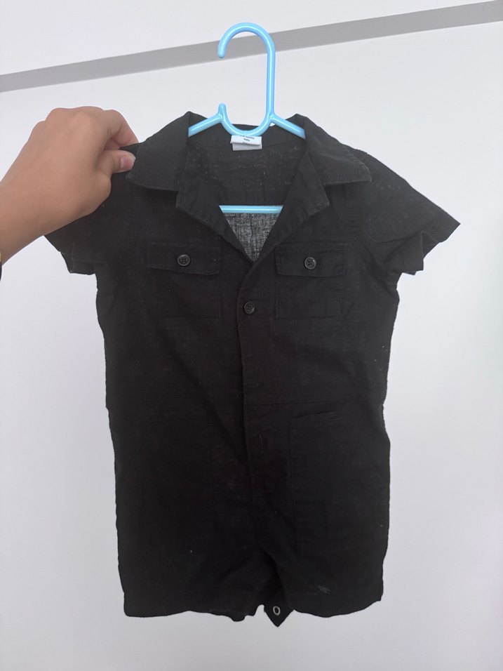 GAP marka Siyah Düğmeli keten Tulum - Görsel 4