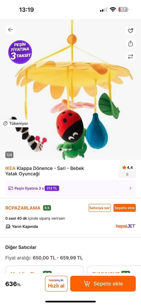 IKEA dönence Renkli Hayvan Figürlü  Bebek Oyuncağı - Görsel 4