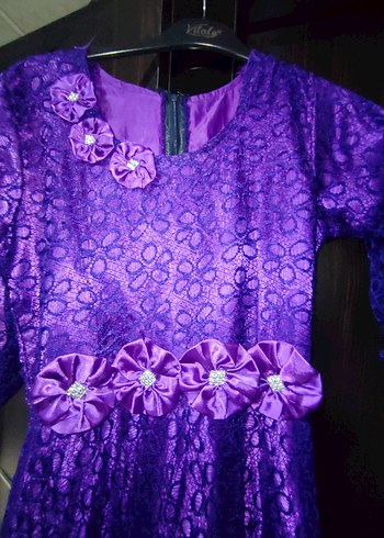 Uzun Mor Gotik Kadın Abiye Elbise - Görsel 3