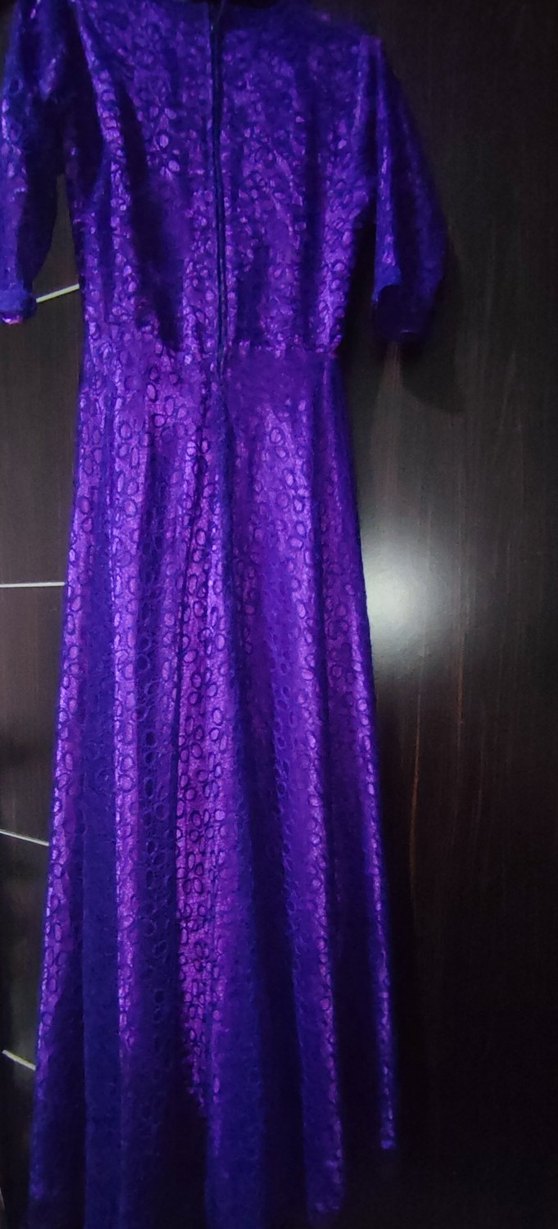 Uzun Mor Gotik Kadın Abiye Elbise - Görsel 2