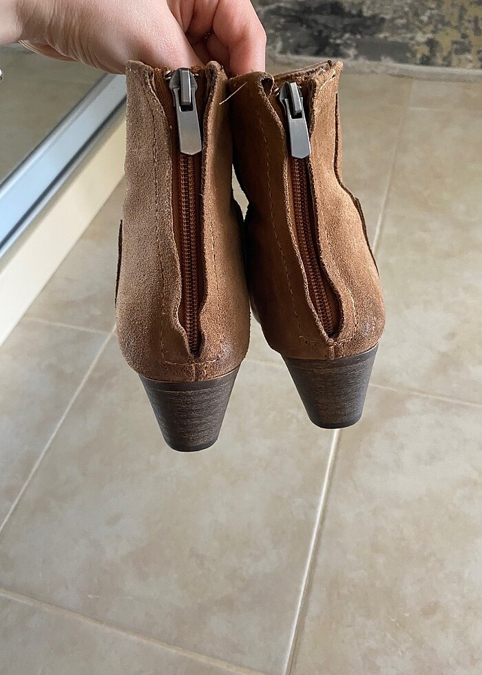 Mango süet kısa topuklu kısa bot - Görsel 5