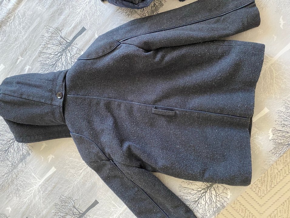 Düğmeli Erkek Çocuk Kaban Gri içi yünlü - Görsel 3