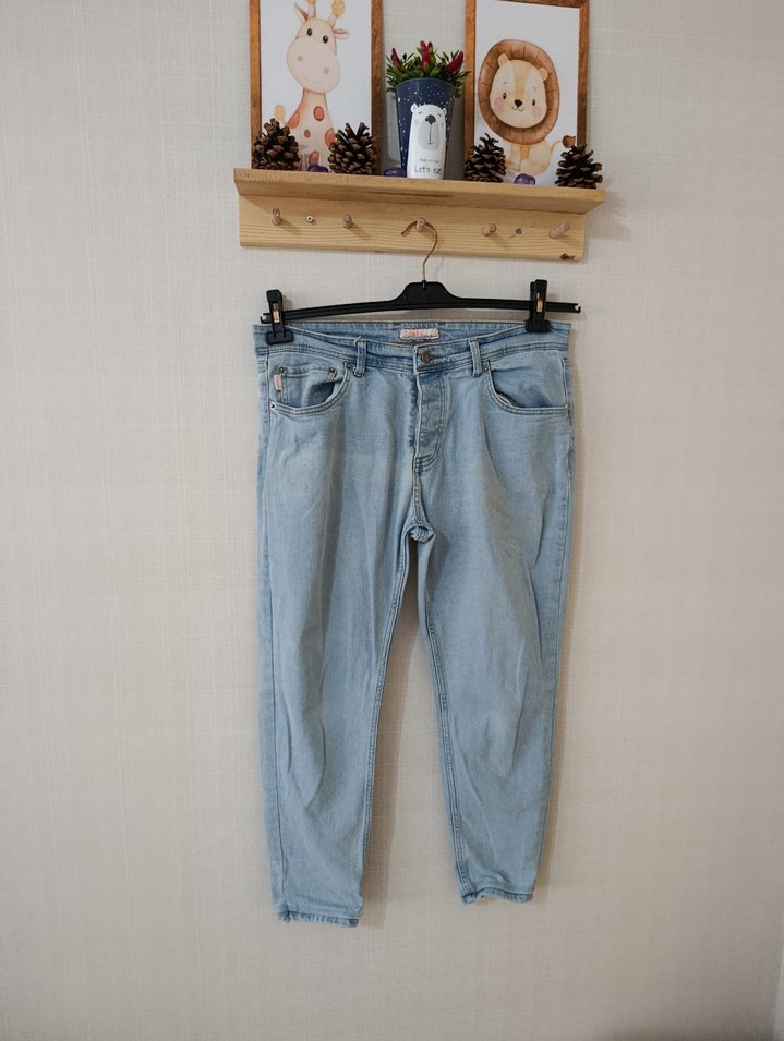 erkek Mavi Denim Midi Boy Jean - Görsel 4