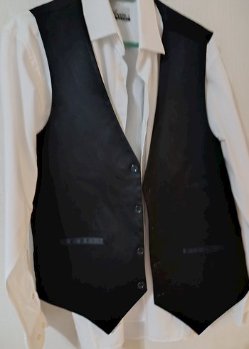 Düğmeli Erkek Siyah Yelek - Görsel 7