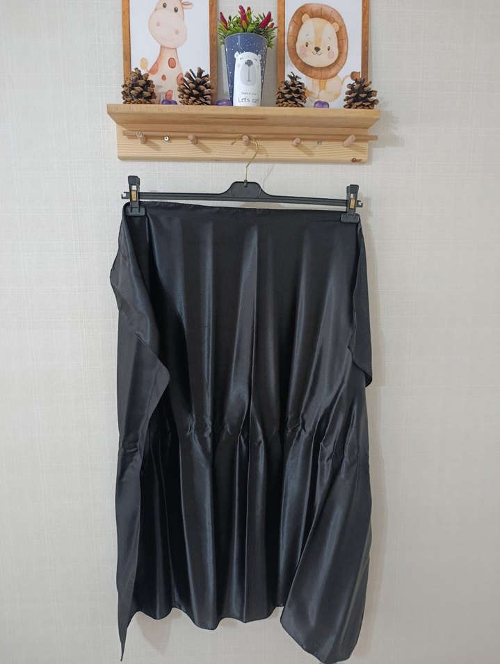 Siyah Düz SATEN EŞARP - Görsel 4