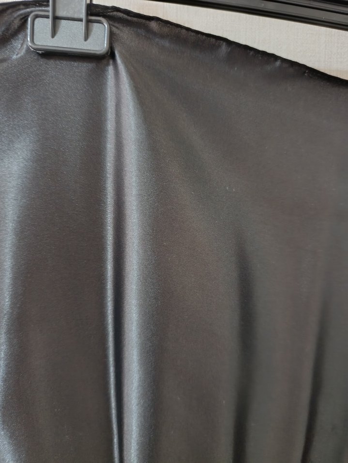 Siyah Düz SATEN EŞARP - Görsel 2