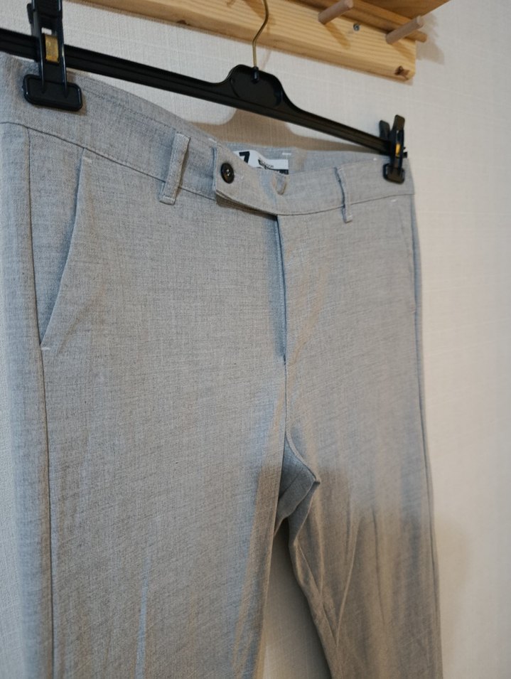 Gri Keten Erkek Ofis Pantolonu - Görsel 5