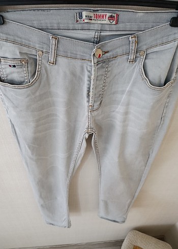 Gri erkek Denim Fermuarlı Dar Kesim Midi Jean - Görsel 5