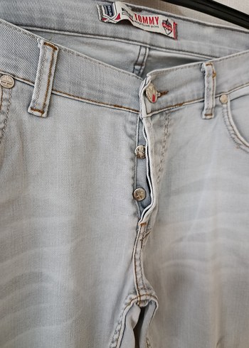 Gri erkek Denim Fermuarlı Dar Kesim Midi Jean - Görsel 4