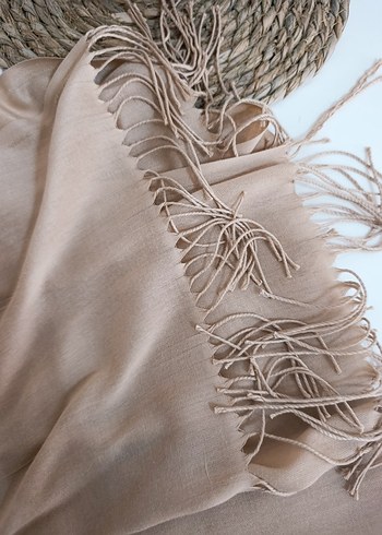 Bej İpek Dokulu Kadın Bohem Şal - Görsel 2