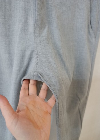 Gri Keten Erkek Pantolon Regular Fit - Görsel 6