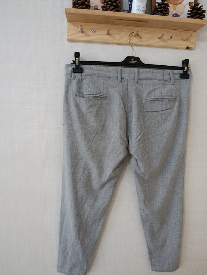 Gri Keten Erkek Pantolon Regular Fit - Görsel 4