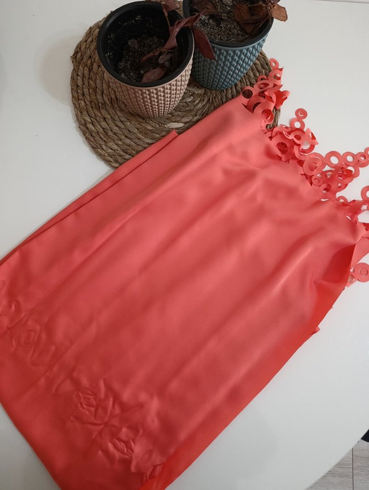 nar çiçeği renginde saten şal - Görsel 3