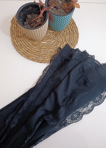 Dantel Detaylı Siyah Kadın Şal - Görsel 2