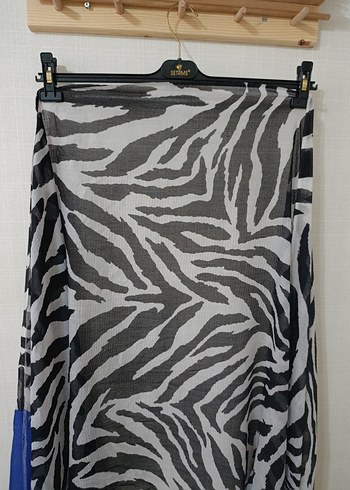 Bohem Stil Gri Mavi Kadın Şal - Görsel 5