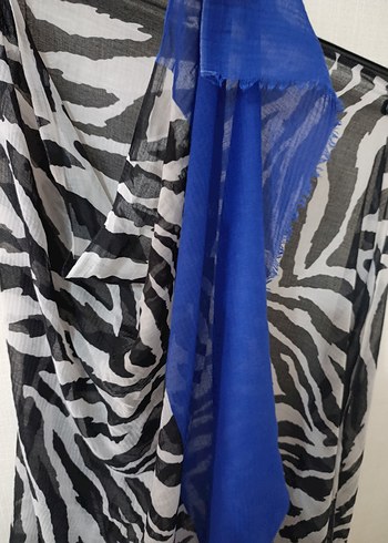 Bohem Stil Gri Mavi Kadın Şal - Görsel 3