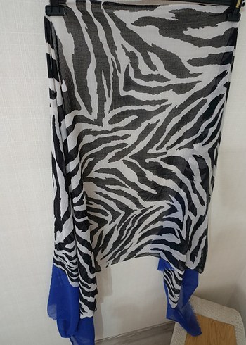 Bohem Stil Gri Mavi Kadın Şal - Görsel 2