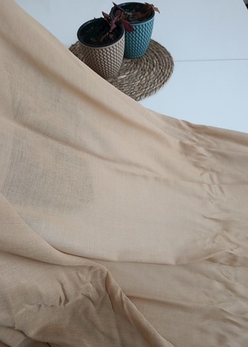 Bej Keten Kadın Şal - Bohem Stil - Görsel 2