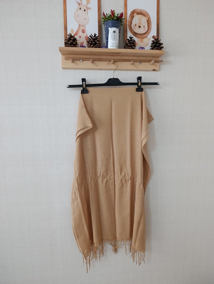 Bej Keten Kadın Şal - Bohem Stil - Görsel 5