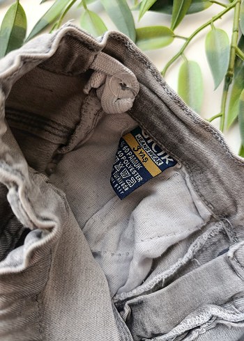 3 Yaş Beden Gri Denim Bebek Erkek Kombin, Kısa Kollu Gömlek
