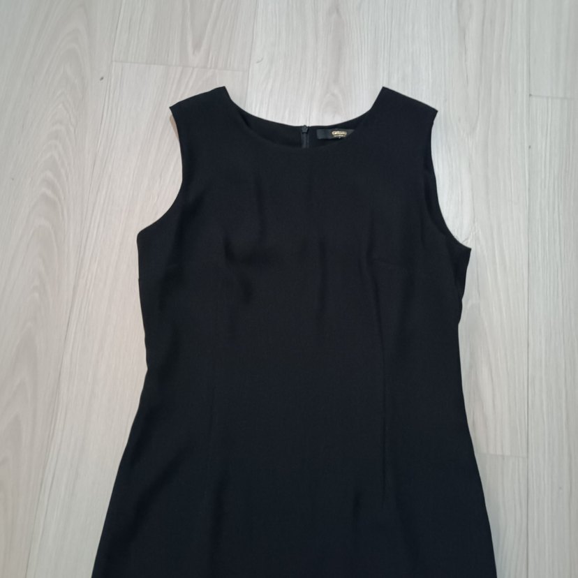 GUSTO Siyah Kolsuz Midi Ofis Elbisesi - Görsel 2