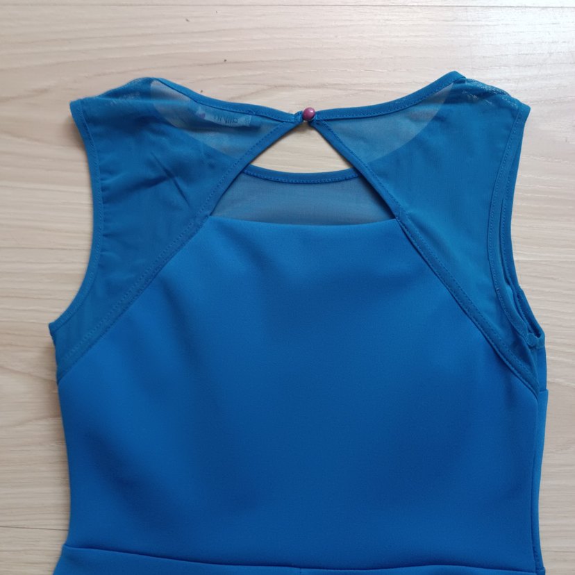 Mavi Kolsuz Elbise - Görsel 5