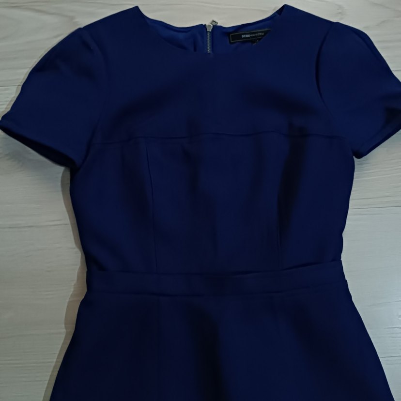 Kısa Kollu Lacivert Elbise - Görsel 3