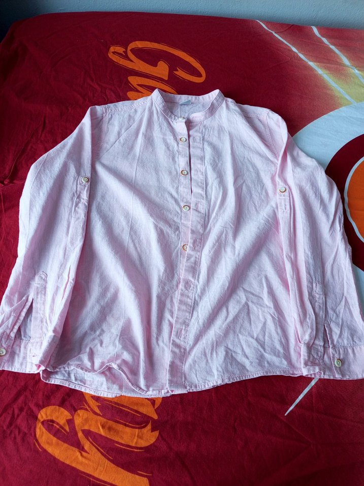 Erkek Çocuk Keten Düğmeli Pembe Gömlek - Görsel 4