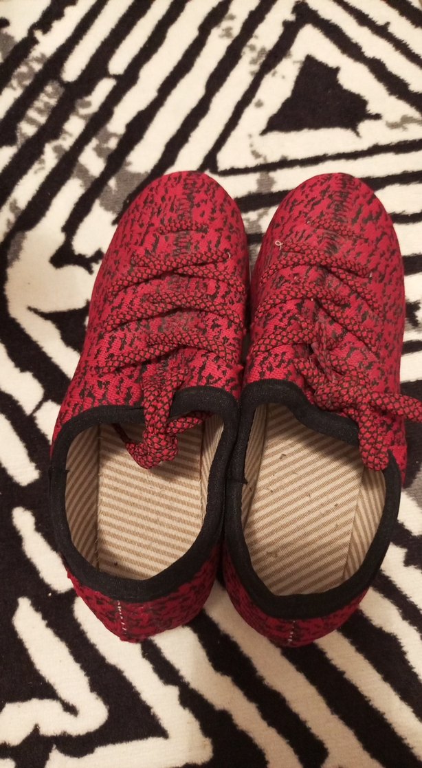 Kırmızı Zebra Desenli Yüksek Topuklu Bağcıklı Spor Ayakkabı - Görsel 2