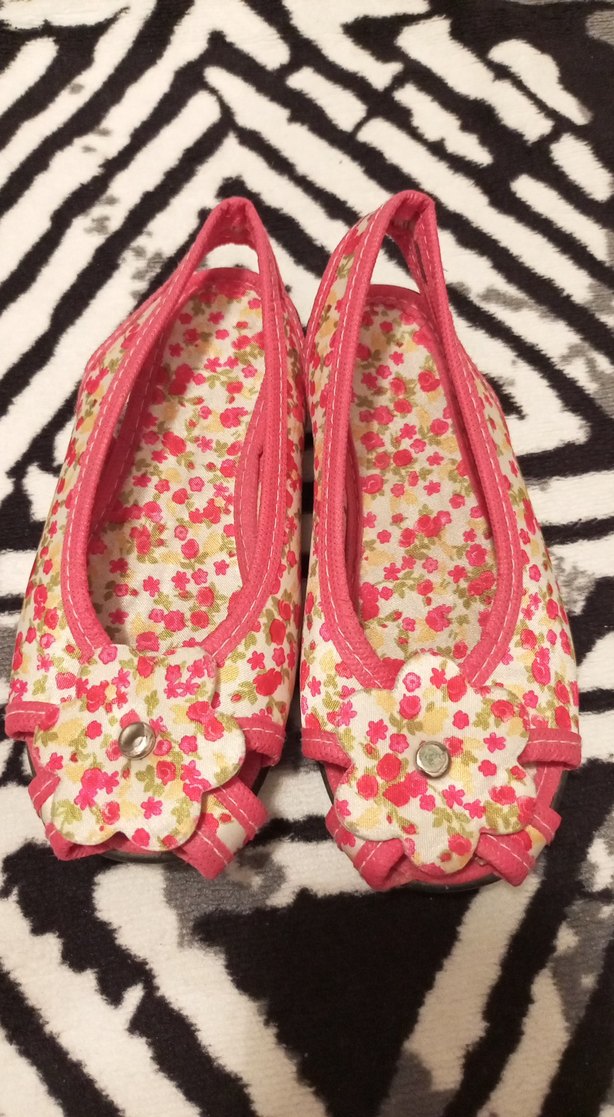 Çiçek Desenli Pembe Kız Babet Ayakkabı - Görsel 2