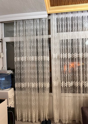 İşlemeli Beyaz Tül Perde - Görsel 4