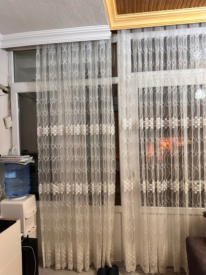 İşlemeli Beyaz Tül Perde - Görsel 4