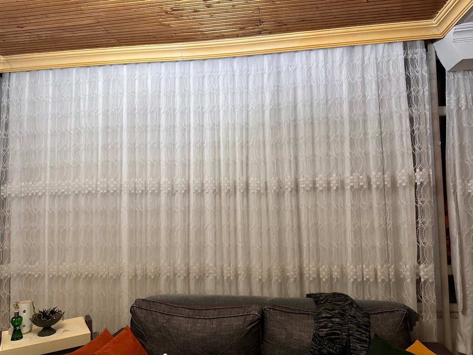 İşlemeli Beyaz Tül Perde - Görsel 2