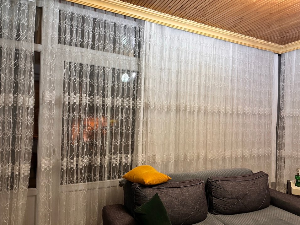 İşlemeli Beyaz Tül Perde - Görsel 3