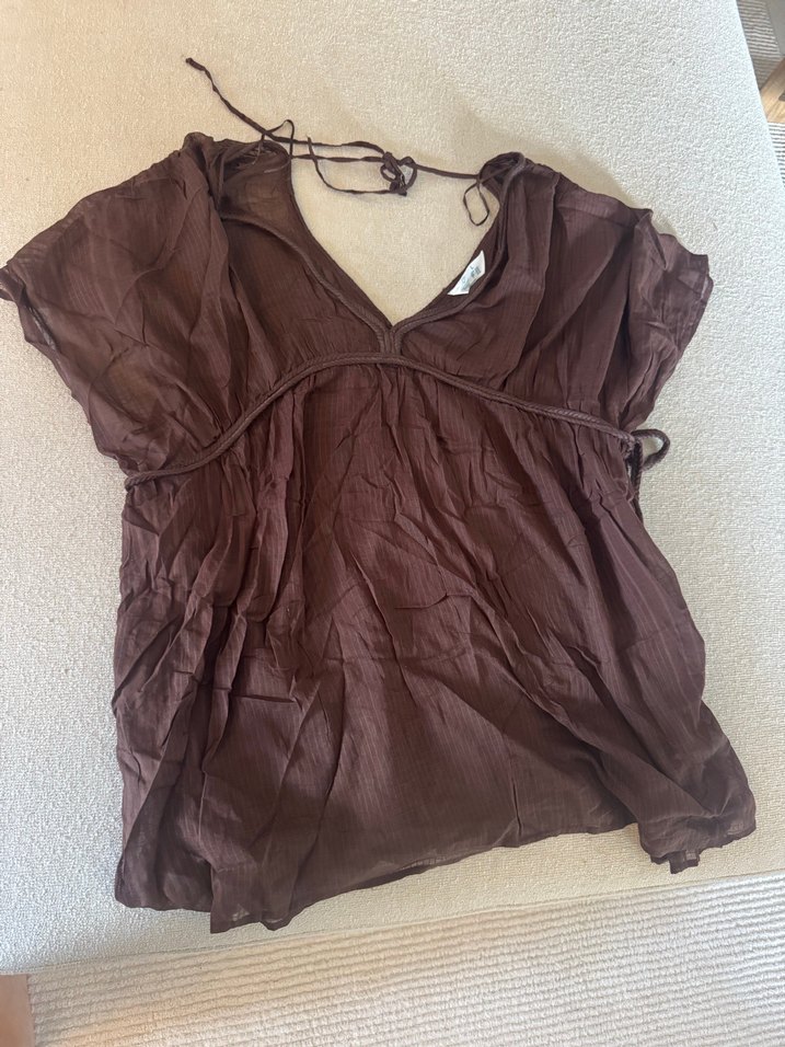 V Yaka Kahverengi pareo - Görsel 2