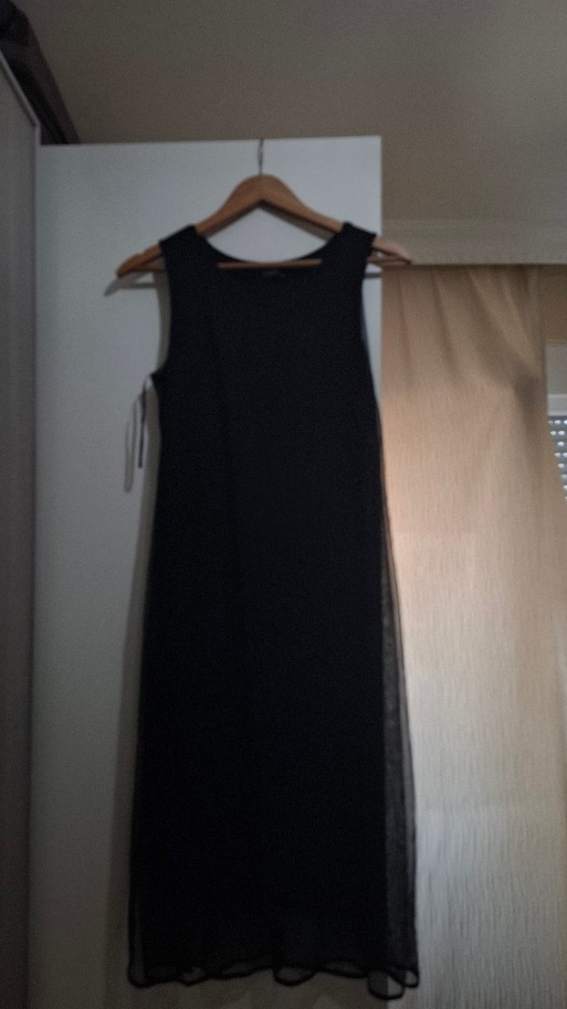 Siyah Uzun Kolsuz Drapeli Elbise - Görsel 2