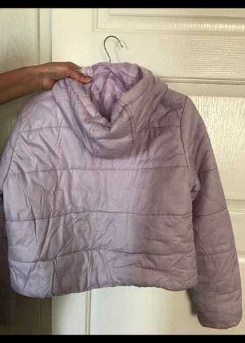 Lila rengi Crop kadın mont - Görsel 2