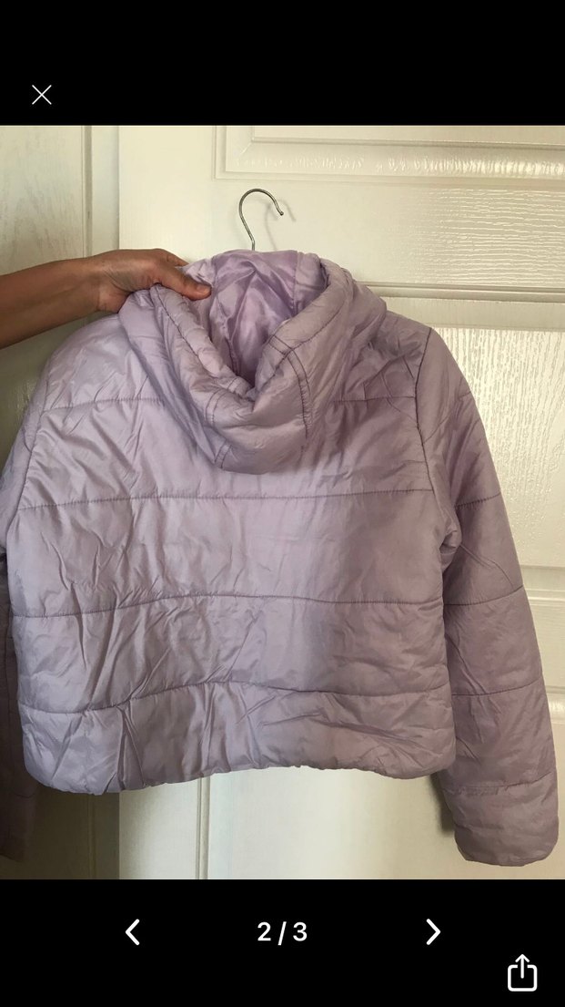 Lila rengi Crop kadın mont - Görsel 2