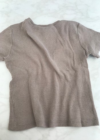 Bej V Yaka Kısa Kollu Kadın Bluz - Görsel 2