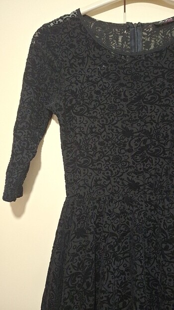 Siyah midi elbise - Görsel 3