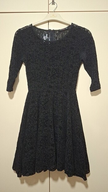 Siyah midi elbise - Görsel 5